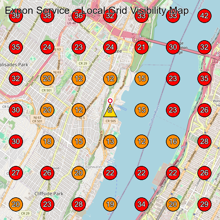 Expon Service GeoGrid visibility map for Commercial Cleaning Service in New York